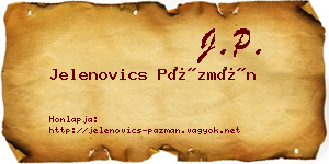 Jelenovics Pázmán névjegykártya